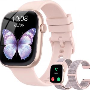 Smart Watch for Women, Bluetooth Answer/Make Calls, 1.83"HD Screen, 2 Bands